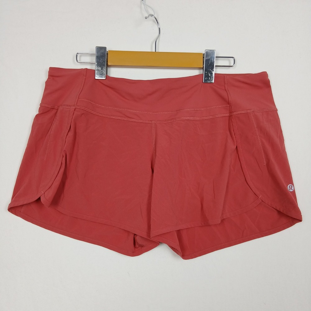 Lululemon Speed Up Short 2.5 Coral Pink Running Athletic Shorts Womens Size 10